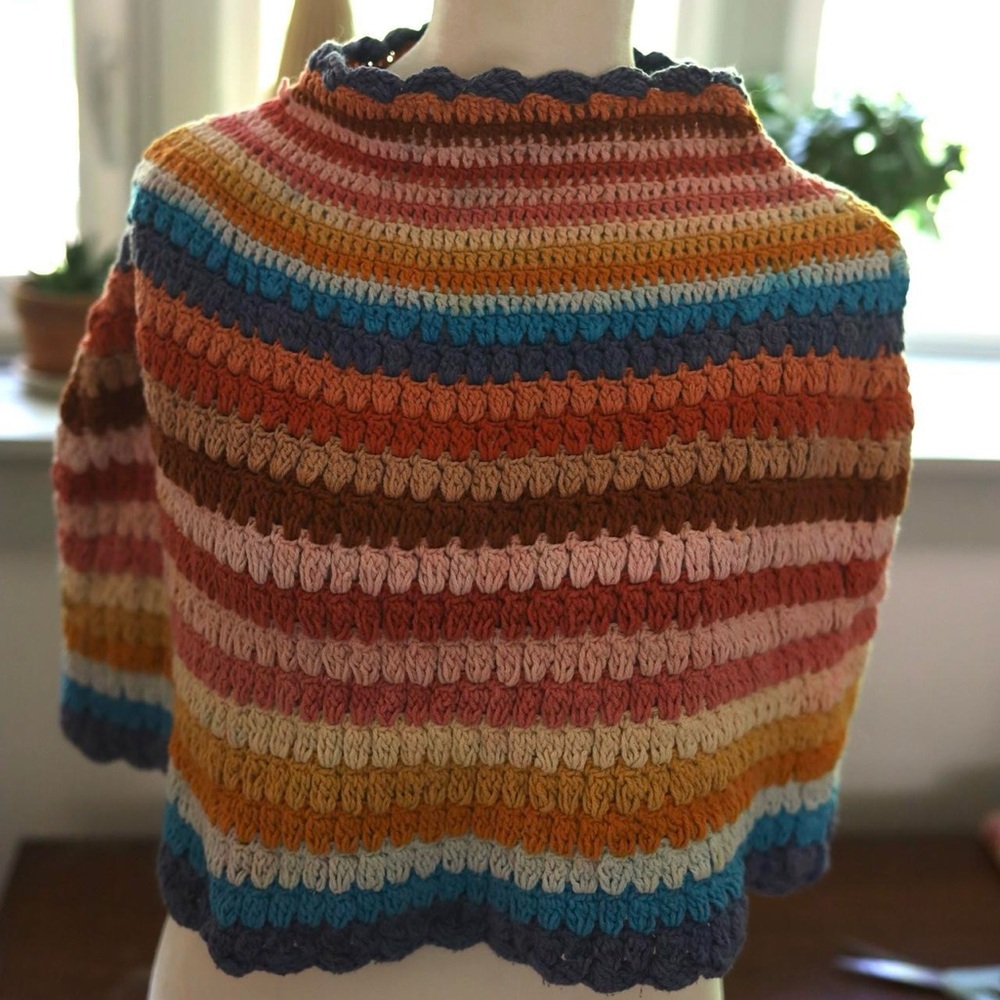 Anthropologie Colorful Crochet Poncho